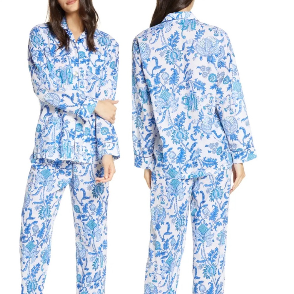 Roller Rabbit Amanda Blue Cotton PJs Pajamas XS